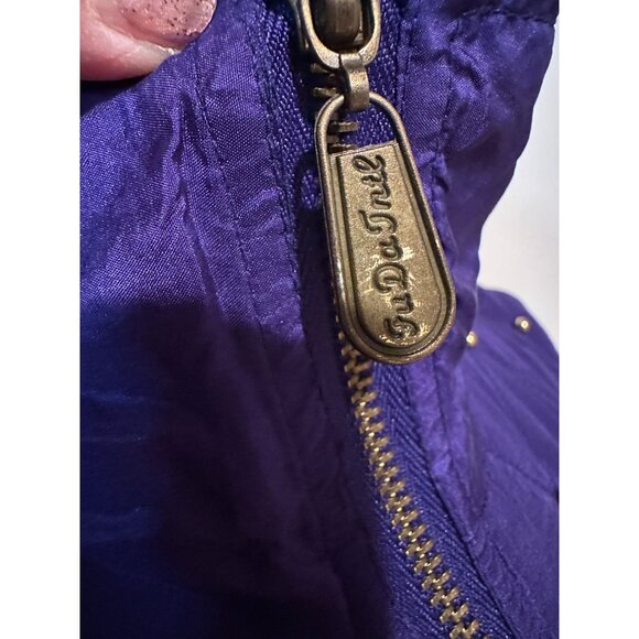 Vintage Purple Silk Bomber Jacket – Quilted Bead Accent – Size M – Fuda Internat - Picture 11 of 11
